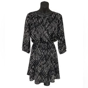 Lush Gigi Black and White Skater Dress with Keyhole Neckline Size Small